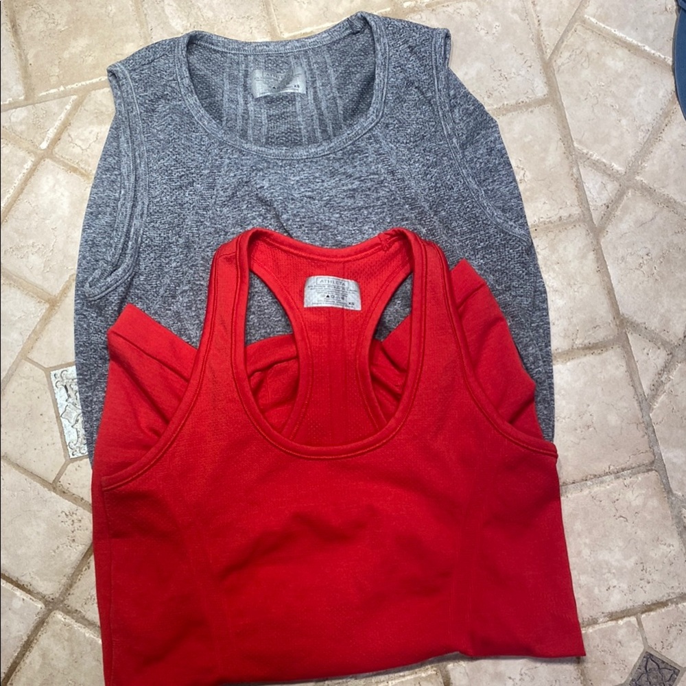 Athleta Women's Gray and Red work out Tank Tops
